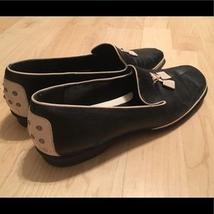Enzo Angiolini Black Loafers, White Tassel Sz 8N